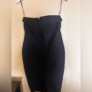 Elegant Black body con Strapless Dress